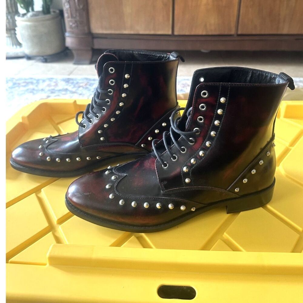 Kurt Geiger London Drayton Studded Leather Wingtip Brogue Boots Men's Size 10
